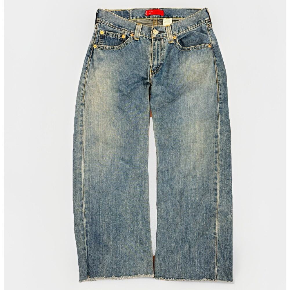 Levis Type 1 Jeans Baggy Real Loose Denim Cropped Raw Hem 32 Waist Vintage y2k